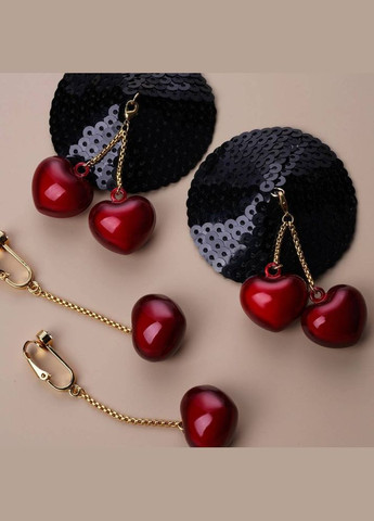 Красный пестисы на соски с колокольчиками в форме вишен upko water chiming bells, черно-красные Zalo