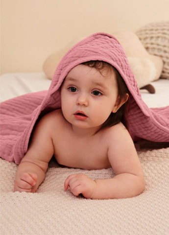 Набор полотенец детских органический хлопок (муслин) 6-слойный, 2 шт: 80 x 80 см 0 -2 лет Серый и Розовый Lovely Svi однотонный розовый