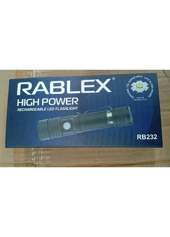 Ліхтар ручний RB-232 з удароміцним корпусом 3 режими бічна кнопка акумулятор 18650 Чорний Police (366734670)