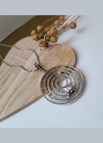 Срібна підвіска Кулон Медальйон Лабіринт з Білим каменем Срібло 925 проби 3218р 9.10г No Brand (306743368)