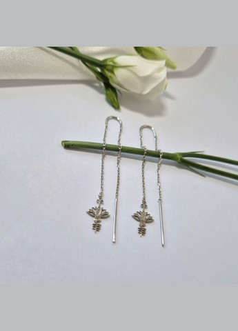 Серебряные серьги протяжки цепочки без камней Лотос серебро 925 пробы Родированное 734р 2.10г No Brand (322426383)