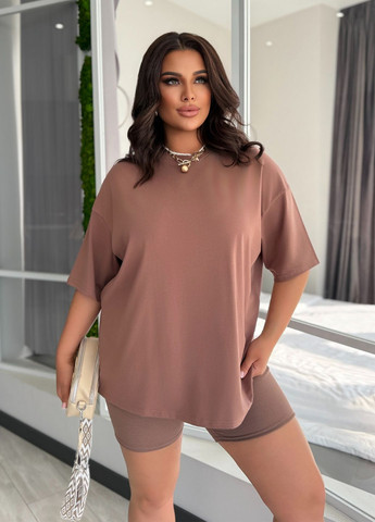 Костюм женский летний оверсайз с шортами (футболка + велосипедки) No Brand (335426947)