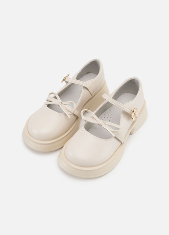 Бежевые туфли на плоской подошве для девочки цвет бежевый цб-00252986 No Brand