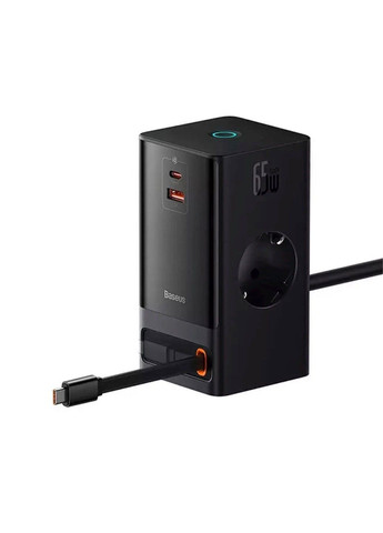 Сетевое зарядное устройство PowerCombo Digital PowerStrip 2AC+1U+1C+Retractable-C 65W with 1.5m Power cord EU Black Baseus (369457519)
