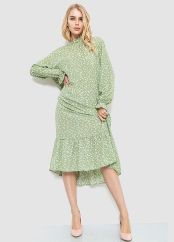 Оливковое платье свободного кроя с цветочным принтом,, 204r201 Ager