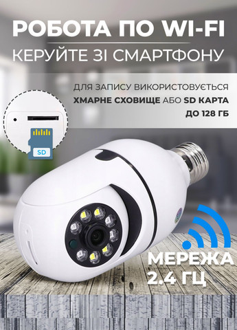 Камера-лампочка для дачі. Бездротова поворотна Wi-Fi камера день/ніч Tik-Tak (362297948)