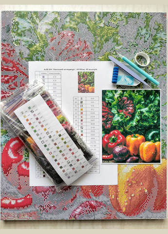 Набор алмазной мозаики НА подрамнике АЛМР-264 "Овощной натюрморт", 40*50см АлМазка (332211862)