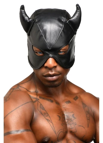 Маска Dungeon Demon Bondage Mask with Horns Master Series (298578344)