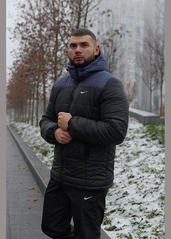 Синяя зимняя куртка зимняя мужская «frost» сине-черная No Brand