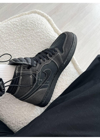 Черные демисезонные кроссовки мужские nike air jordan 1 high og ts travis scott - black phantom найк аир джордан No Brand