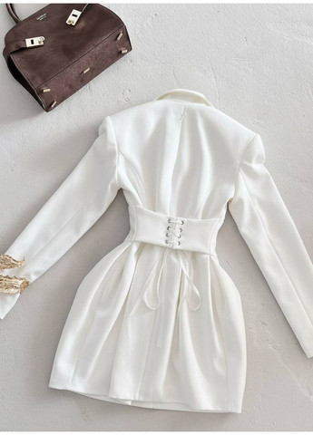 Молочна повсякденний, ділова, вечірня, кежуал жіноча сукня піджак сукня-жакет No Brand однотонна