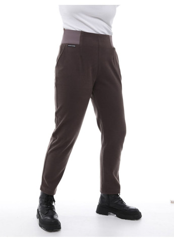 Брюки жіночі коричневі теплі великі пояси на гумці Estensivo MOM (305850843)