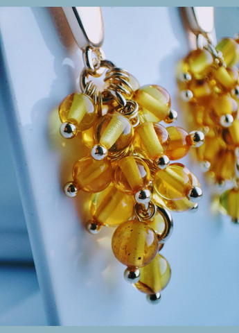 Серьги 2815 "Кармен" из натурального янтаря Медовый оттенок MINOV (304287745)