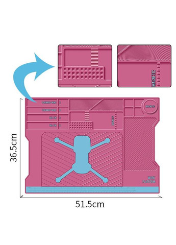 Килимок пластичний ПВХ TE-619 для ремонту смартфонів, дронів, техніки / 515x365 мм / 120°C / Blue No Brand (322567079)