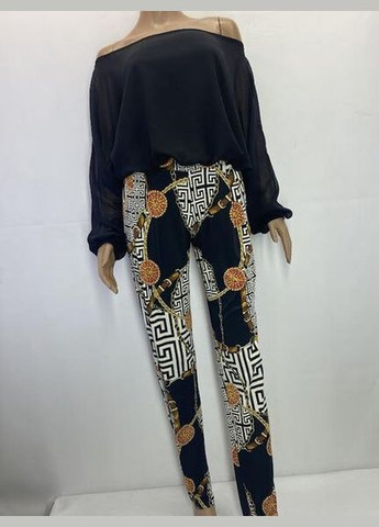 Комбинезон Orna Farho комбинезон-брюки орнамент чёрный коктейльный полиэстер