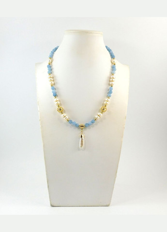 Ожерелье "Золотая лагуна" Жемчуг, Аквамарин Fursa fashion (322314196)