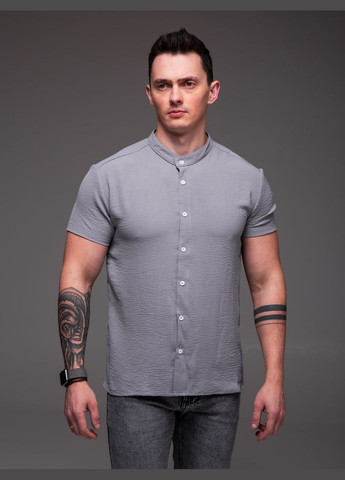 Серая классическая, повседневный, кэжуал рубашка однотонная Vakko