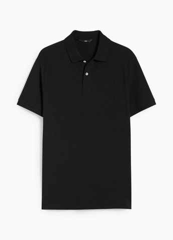 Черная футболка-поло из хлопка для мужчин C&A однотонная