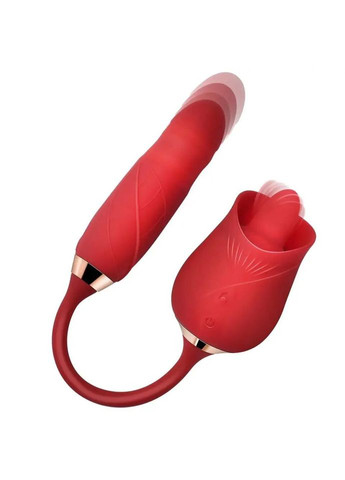 Вібратор двохсторонній Роза, язик стимулятор клітора і сосків, фаллоімітатор No Brand (340914351)