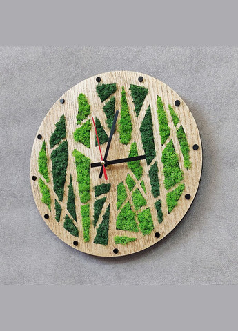 Часы настенные из дерева, украшенные мхом. Абстрактный рисунок Wood One (302319159)