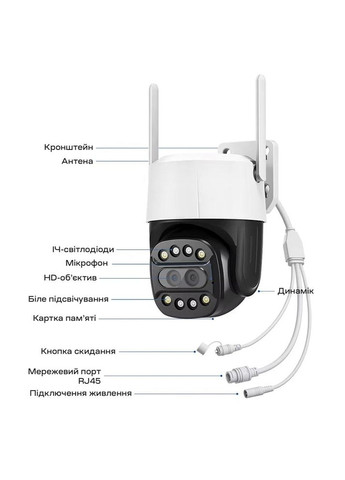 IP PTZ-відеокамера з WiFi 2Mp+8Mp VLC-9284WI10Z/2C (Camhi Pro) f=3.6mm+8mm, ІЧ+LED-підсвічування, з мікрофоном Light Vision (362961921)
