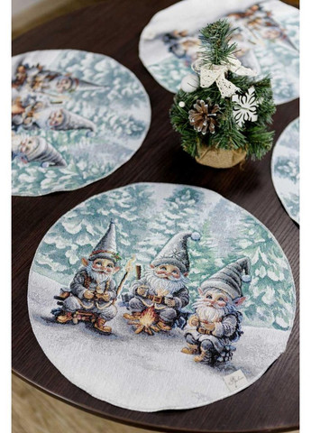 Серветка новорічна кругла Казкові гноми 35 см Різнокольоровий Прованс (372806219)