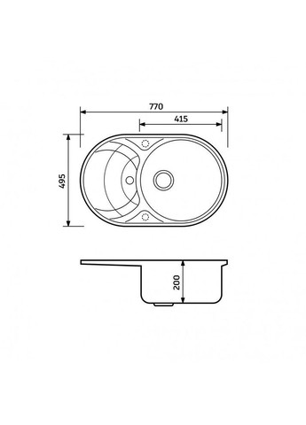 Кухонна мийка зі штучного каменю/кварцева 770х495х200 мм, овальна SHELL Terra Сіро-бежева (30750770495) Adamant (368157312)