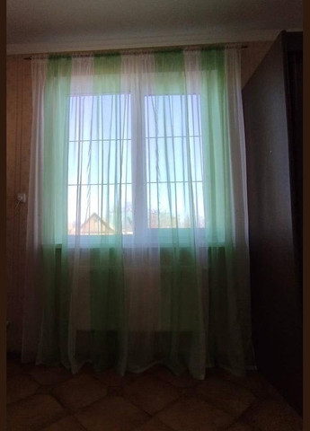 Тюль вуаль на тесьме готовый на окно два цвета Белый, Салатовый, Комплект 2 шт. (1 шт.) 220*260 см) с подхватами Hanna (322456321)