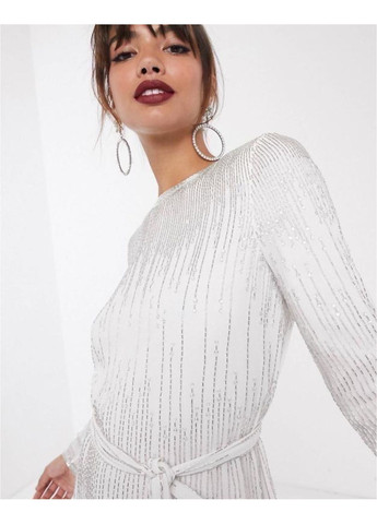 Белое платье мини вечернее с камнями Asos