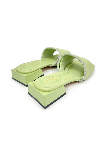 Жіночі шльопанці зі стразами оливкового кольору. VIKA (335812853)