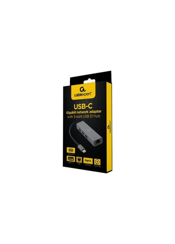 Концентратор Type-С to Gigabit Ethernet, 3 Ports USB 3.1 Gen1 (5 Gbps) (A-CMU3-LAN-01) Cablexpert (390412101)