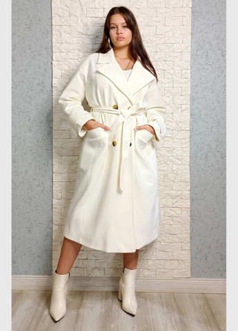 Молочное демисезонное Пальто двубортное Hot Fashion