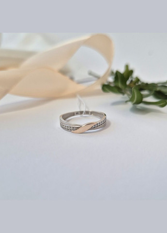 Серебряное кольцо с золотой пластиной с Белыми камнями размер серебро 925 пробы 1575к 1.16г Nobrand (363969254)