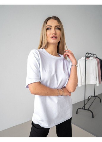 Белая летняя женская футболка оверсайз over белая Teamv