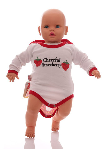 Боди с длинным рукавом интерлок с Клубничкой MiniPapi 80 см (30919) BABYKROHA (297199728)