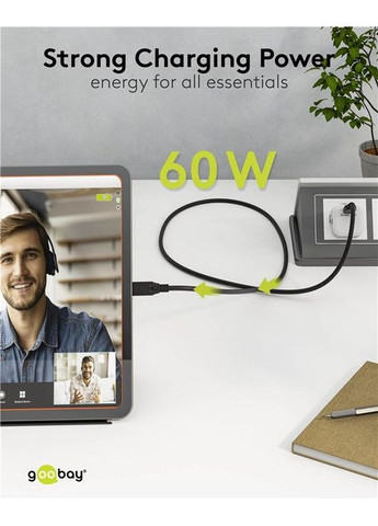 Кабель USB Type C 60W M/M (папа/папа) 1.5m (USB3.2 Gen2x2) 10Gbps Cu Goobay (369645794)