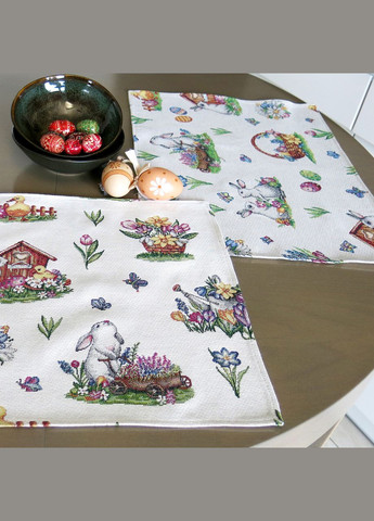 Cервировочные подставки под тарелки гобеленовые Пасхальные "Заячья поляна" набор из 2 салфеток. Maystat (305390499)
