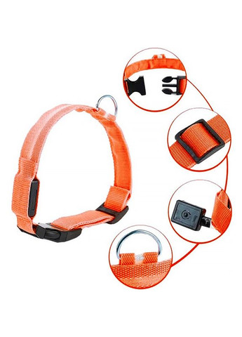 Світлодіодний Orange S LED нашийник USB світний для собак і котів 2 шт. Lesko (352012786)