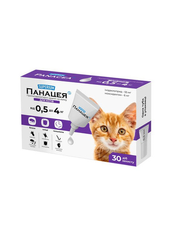 СУПЕРІУМ Панацея, протипаразитарні краплі на холку для котів, No Brand (363197474)