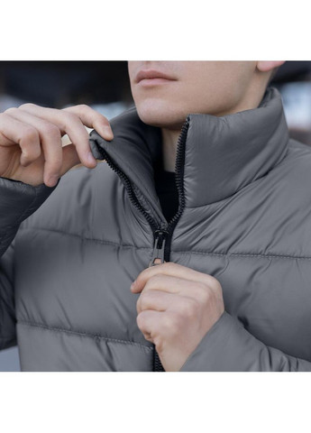 Серая зимняя мужская зимняя куртка плащевка на пухе серая Freedom