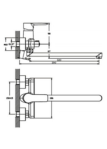Змішувач для ванни Columbia 006 (HB0039) Haiba (322004675)