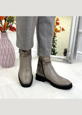 Зимние ботинки женские кожаные с квадратным носком. цвет визон, мокко. 39 размер Vasha para