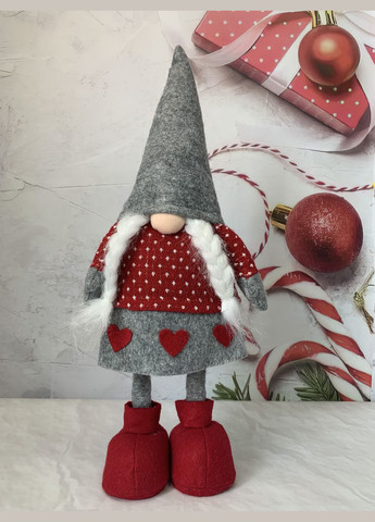 Мягкая новогодняя рождественская игрушка скандинавский Эльф Гном Мальчик No Brand (306554660)