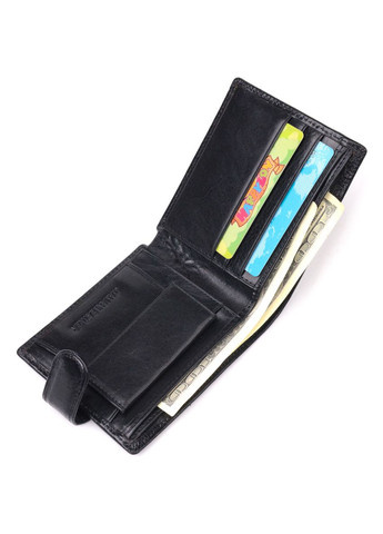 Мужской кожаный кошелек с монетницей на кнопке черный (sku_19409) No Brand (327819690)