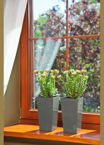 Кашпо Финезия 300х300 антрацит, пластик Lamela (334731806)