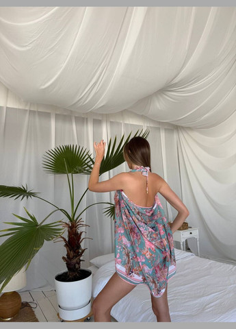 Комбинированный летний нежный купальник с кружевом и цветочным принтом раздельный No Brand