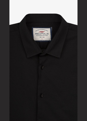 Черная рубашка однотонная Redpolo