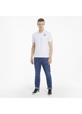Белая футболка-поло essentials pique men's polo shirt для мужчин Puma однотонная