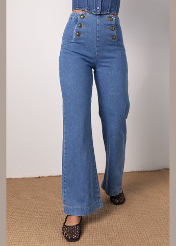 Женские джинсы с пуговицами спереди - синий Lurex - (300584768)