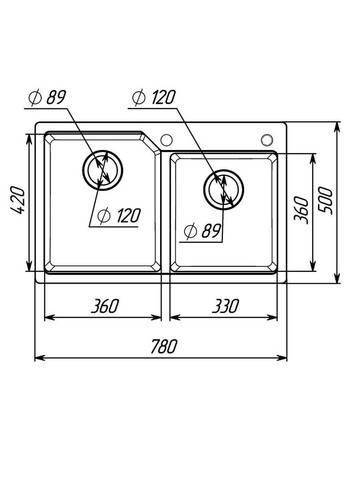 Гранітна мийка для кухні HARMONY 7850 матова Сафарі Valeso (342069101)